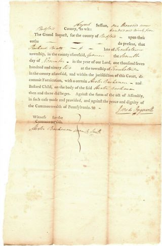 U S Constitution Signer,  Vp Candidate,  Jared Ingersoll 1795 Ds; Fornication Doc 