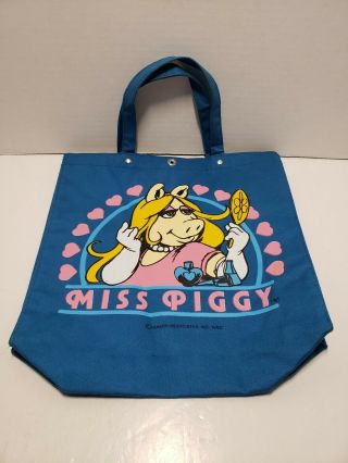 Vintage Miss Piggy Tote Bag Muppets Cartoon Jim Henson Butterfly 1982
