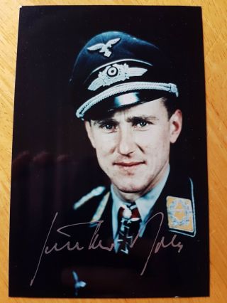 Wwii Luftwaffe Battle Of Britain Me109 Fighter Ace Gunther Rall Kc Signed