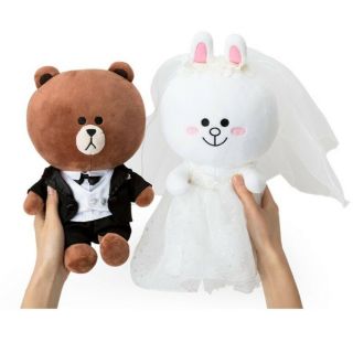 Line Friends Brown Cony Wedding Costume Plush Dolls Bear Gifts