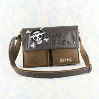 Anime One Piece Luffy Skull Logo Shoulder Bag Canvas School Messenger Satchel