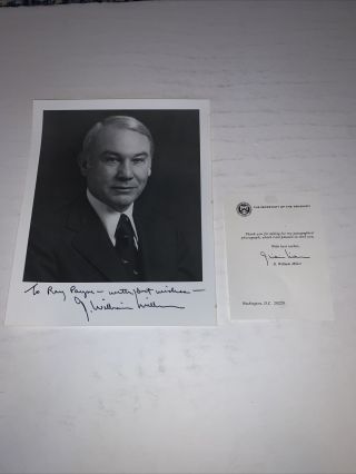 G.  William Miller Signed Autographed 8x10 Photo Treasury Secretary W/ Letter