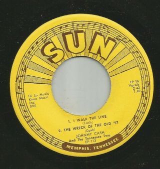 Rockabilly - E.  P.  - No Cover - Johnny Cash - I Walk The Line - Hear - 1958 Sun Ep - 113