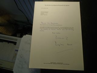 2005 Douglas Hurd (lord Hurd) Part Hand Written,  Signed Letter,  Re Heath Funeral