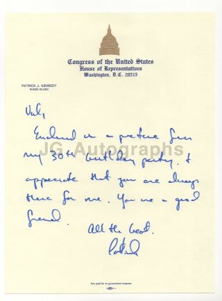 Patrick J.  Kennedy - Ri Congressman - Signed Letter (als)
