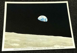 Vintage Earthrise Astronaut Nasa Apollo 8 8x10 Lithograph Boorman Anders Lovell