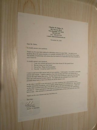 Letter From Charles Duke Astronaut Apollo 16 & Signed / Autographed By Him