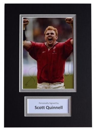 Scott Quinnell Signed Autograph A4 Photo Mount Display Wales Rugby Union