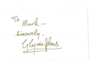 Celebrity Autograph On Card Hollywood Actress Actor Glynnis Johns Glynis