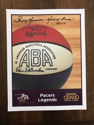 Bobby " Slick " Leonard Indiana Pacers Hoosiers Signed 8.  5 X 11 Picture Autograph