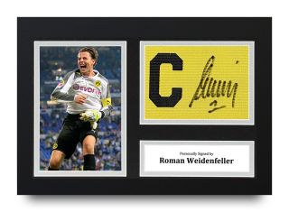 Roman Weidenfeller Signed A4 Captains Armband Photo Display Dortmund Autograph