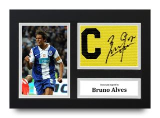 Bruno Alves Signed A4 Captains Armband Photo Display Porto Autograph