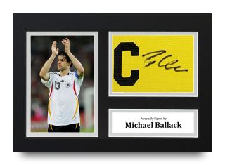 Michael Ballack Signed A4 Captains Armband Photo Display Germany Autograph