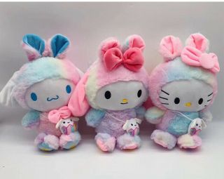 20cm 3x Rainbow My Melody Cinnamoroll Hello Kitty Plush Toys Stuffed Soft Doll