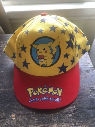 Vintage 1999 Nintendo Pokemon Pikachu Hat Adjustable W/tag Rare Child