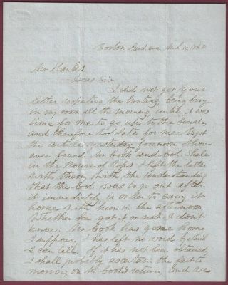 William A.  Hawley,  Mass.  State Senator,  Autograph Letter Signed,  March 10,  1850