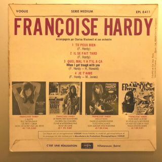 Francoise Hardy Tu Peux Bien 4 - Track Vogue 60s EP - Rarely Seen in the UK 2