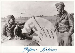 Stefan “steff” Litjens - Luftwaffe - Signed 6 " X 4 " Photo.  Knights Cross