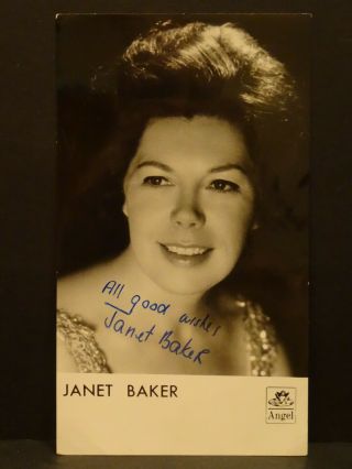 Signed 4.  25 X 7.  5 Vintage Photo Of Janet Baker - Opera Singer Autographed