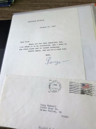 George Burns Typed Letter Signed With Envelope Letterhead Actor Comedian
