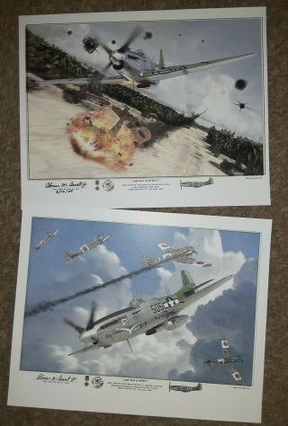 2 American Fighter Ace Of Iwo Jima Wwii Abner Aust 8x10 Autographs Authentic