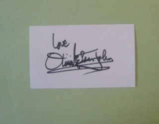 Olivia Newton John Signed 3x5 Index Card Autograph