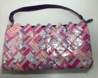 Nahui Ollin Sanrio Hello Kitty Purse Handbag Gum Wrappers Purple Pink Unique