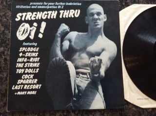 Rare Punk Vinyl 12” Lp Strength Thur Oi Cock Sparred Skinhead 4 Skins Infa Riot