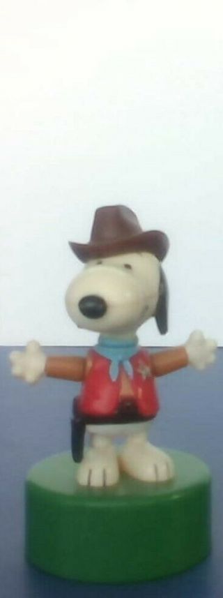 Vintage Peanuts Snoopy Cowboy Ideal Push Up - Toy Htf