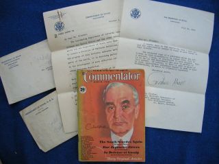 Cordell Hull 2 Signed Letters As Secretary Of State For President Roosevelt Fdr