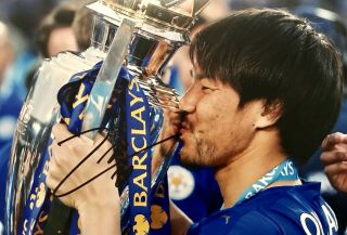 Shinji Okazaki Hand Signed 12x8 Leicester City 2017 League Champions Photograph