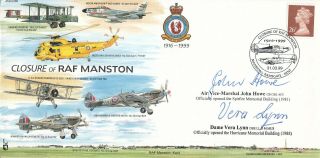 Js (cc) 60c Closure Of Raf Manston Signed Air Vice Marshal J Howe Dame Vera Lynn