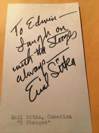 Emil Stika Autograph,  Character Actor,  In Numerous “3 Stooges” Shorts And Films
