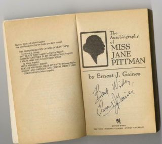 Ernest J Gaines - Autographed Book - " Miss Jane Pittman " - Author - Softcover