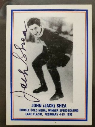Autographed Trading Card Jack Shea 2 X Gold Medal 1932 Olympic Speed Skater