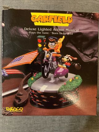 Vintage Garfield Easy Rider Lighted Action Musical Born To Be Wild Motorcycle