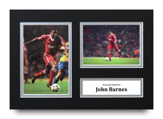 John Barnes Signed A4 Photo Display Liverpool Autograph Memorabilia