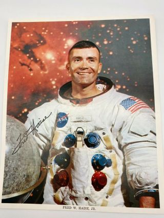 Apollo 13 Astronaut Fred Haise Autograph 8x10 Photo Signed Nasa Mscl - 44