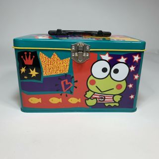 1996 Vintage Keroppi Sanrio Metal Tin Lunchbox Trinket Hello Kitty Collectible