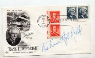 Us Olgivanna Mrs Frank Lloyd Wright Autographed Signed Fdc 1966 Id 869