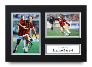 Franco Baresi Signed A4 Photo Display Ac Milan Italy Autograph Memorabilia
