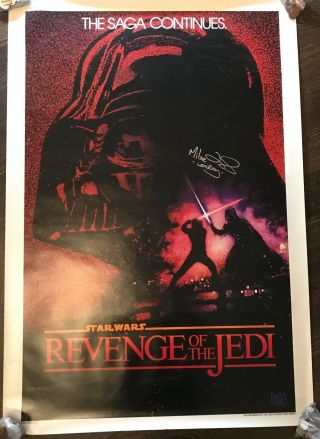 Mike Edmonds Logray Star Wars Revenge Of The Jedi Poster Signed Autographed