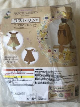 Pokemon Ichiban Kuji Pikachu Friends Berries Last One Prize Eevee Hooded Blanket