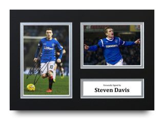 Steven Davis Signed A4 Photo Display Rangers Autograph Memorabilia