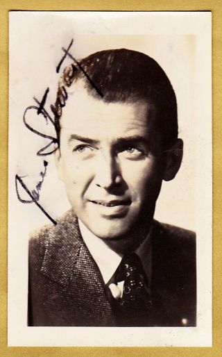 Rare Actor James Stewart Autograph Signature On 2 1/2 " X 4 " B&w Photo