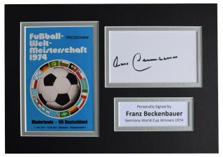 Franz Beckenbauer Signed Autograph A4 Photo Display Germany 1974 World Cup Aftal
