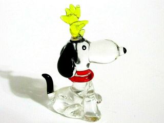Snoopy Peanuts Charlie Brown Murano Of Italy Unique Hand Blown Glass Figurine