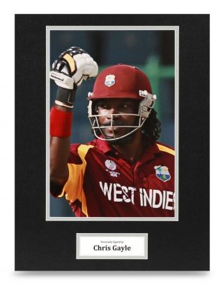 Chris Gayle Signed 16x12 Photo Display West Indies Autograph Memorabilia,