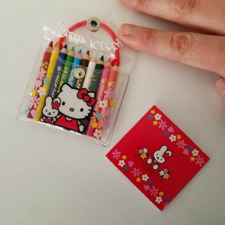 Vintage 2001 - Sanrio Hello Kitty Miniature Pencil Sketchbook Set Pouch Rare