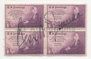 Bess Truman - U.  S.  First Lady,  Harry S.  Truman - Signed Stamp Block